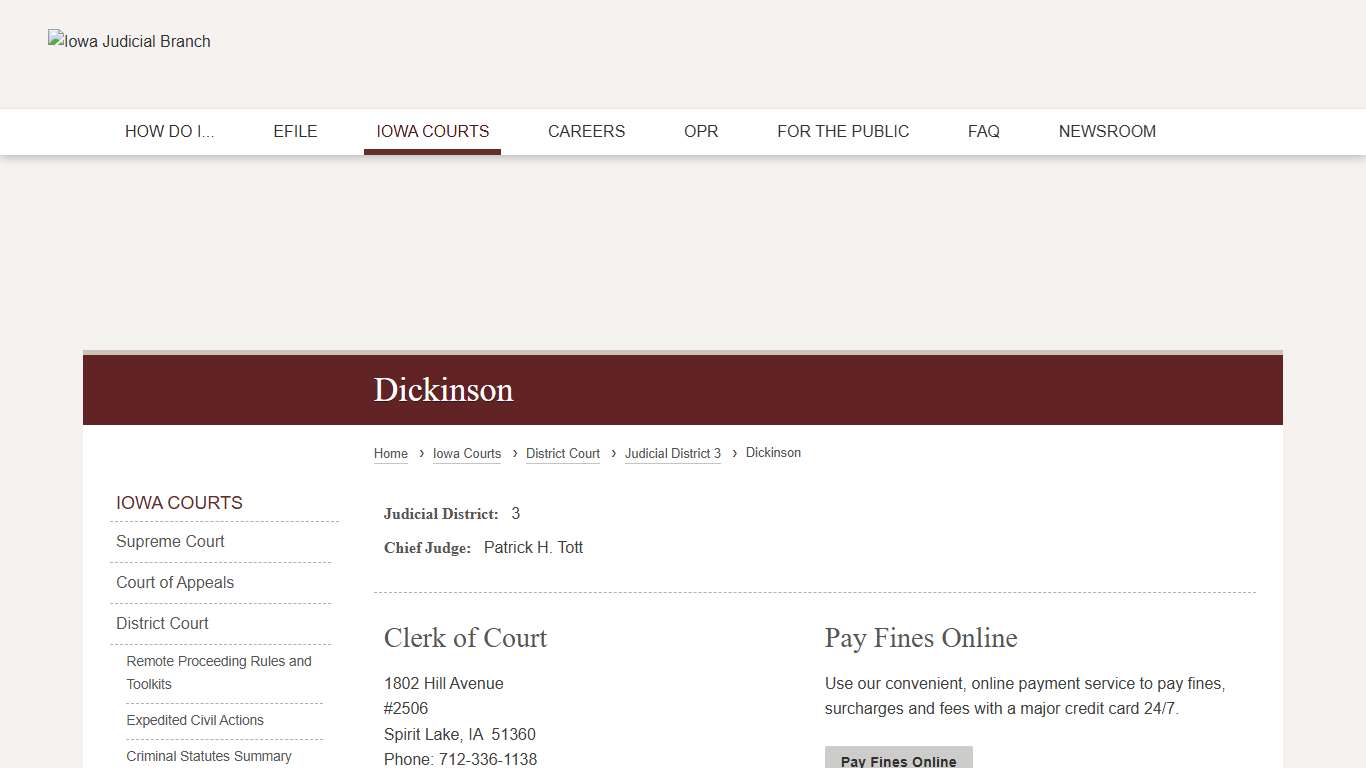 Dickinson Judicial District 3 Iowa Judicial Branch
